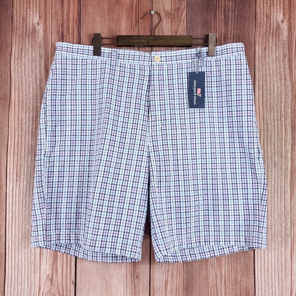 NWT Vineyard Vines Mens Size 40 Club Short Gally Check Seersucker Ocean Breeze